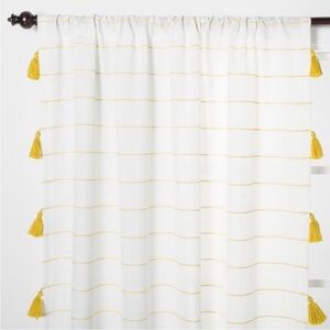 Opalhouse Set of 2 Striped Tassels Sheer Woven Curtain Panels White 54"x63"